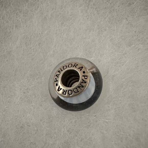 White/Light Blue Striped Retired Murano Glass/Sterling Silver Pandora charm - Picture 3 of 3